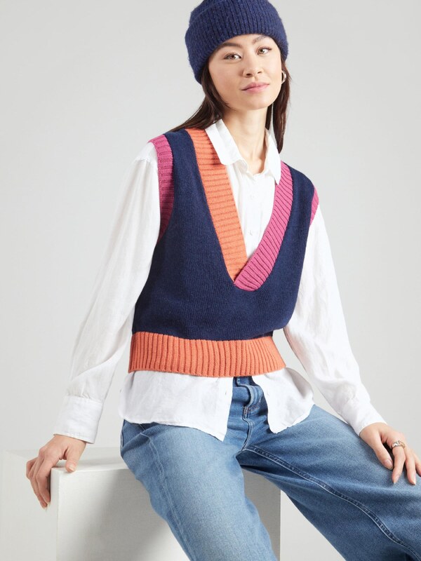 UNITED COLORS OF BENETTON Svetr tmavě modrá / oranžová / světle růžová