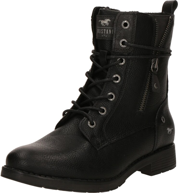 MUSTANG Šněrovací kozačky černá