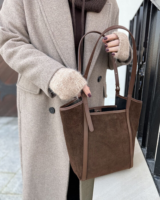 MARCO MAZZINI Hnědá prostorná kožená shopper kabelka