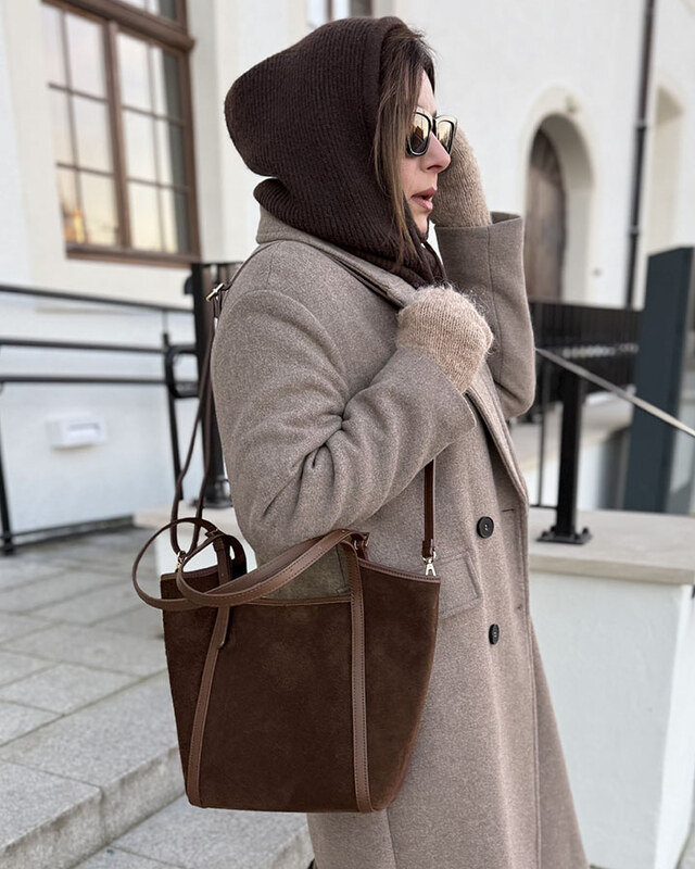 MARCO MAZZINI Hnědá prostorná kožená shopper kabelka