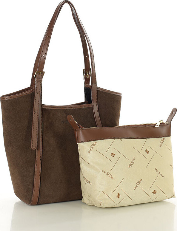 MARCO MAZZINI Hnědá prostorná kožená shopper kabelka