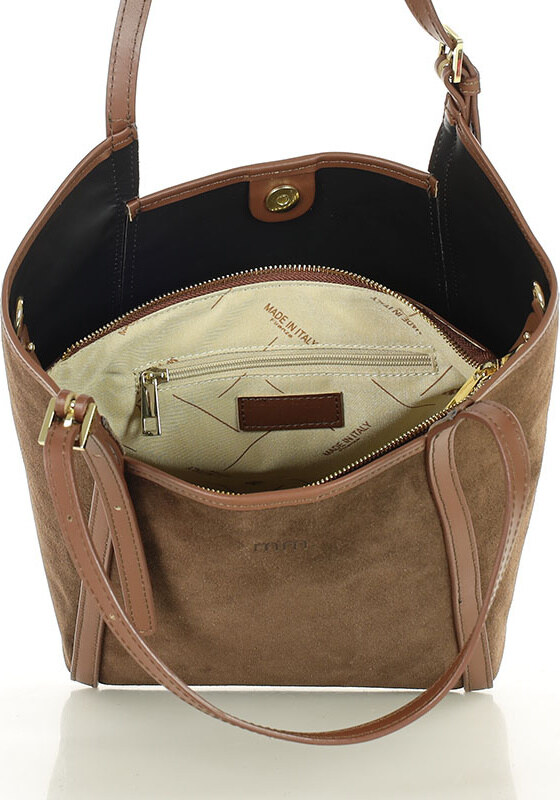 MARCO MAZZINI Hnědá prostorná kožená shopper kabelka