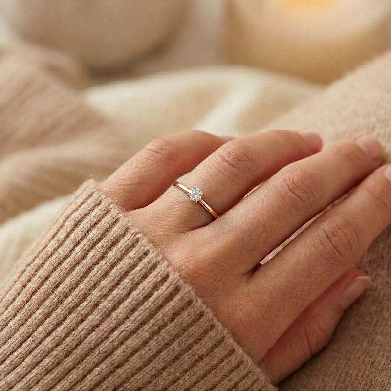 Tiami Prsten z růžového zlata s diamantem Grace (0,23 ct)