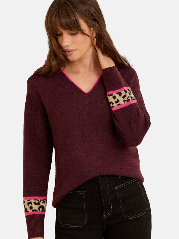 love & roses Svetr béžová / hnědá / švestková / pink