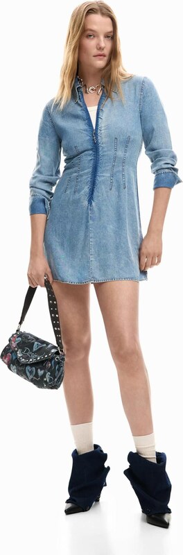 Desigual Košilové šaty modrá džínovina