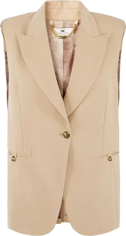 Elisabetta Franchi embellished-button sleeveless waistcoat - Neutrals