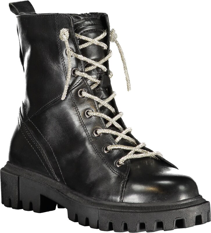 CafeNoir Černé kotníkové boty na šněrování