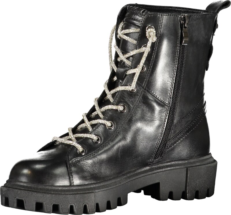 CafeNoir Černé kotníkové boty na šněrování