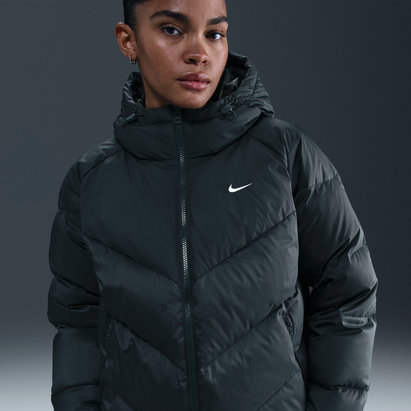 Nike Windpuffer Women's Storm-FIT Loose Hooded Down Puffer - Green - Polyester