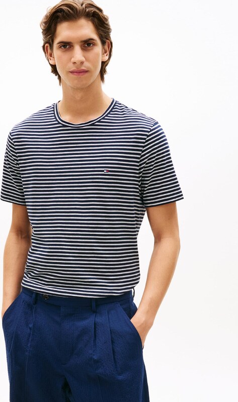 TOMMY HILFIGER Tričko 'Ess Seasonal' námořnická modř / bílá