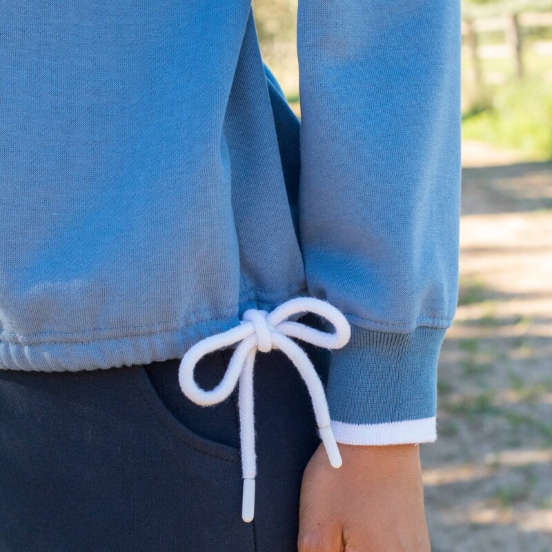 Blancheporte Moltonová mikina se šňůrkou na stažení modrá džínová