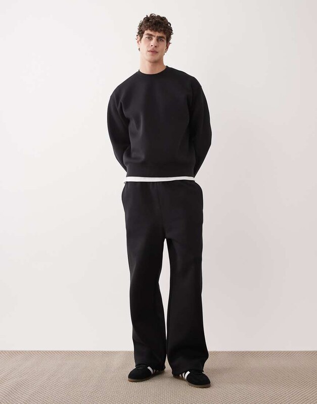 ARKET mix and match straight leg jogger in black in scuba-style fabric