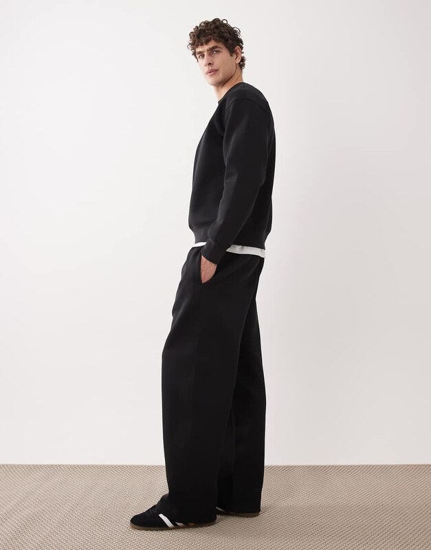 ARKET mix and match straight leg jogger in black in scuba-style fabric
