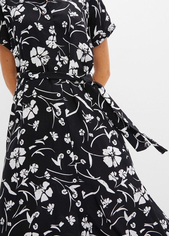 bonprix Halenkové šaty s potiskem Černá