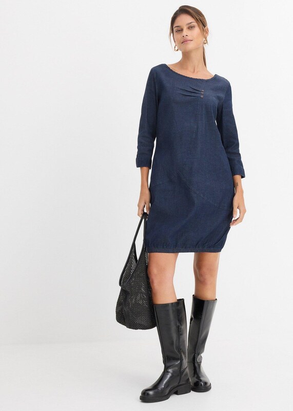 bonprix Strečové džínové šaty modrá Žena