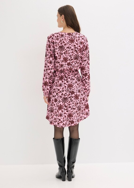 bonprix Midi šaty ze splývavé viskózy Růžová