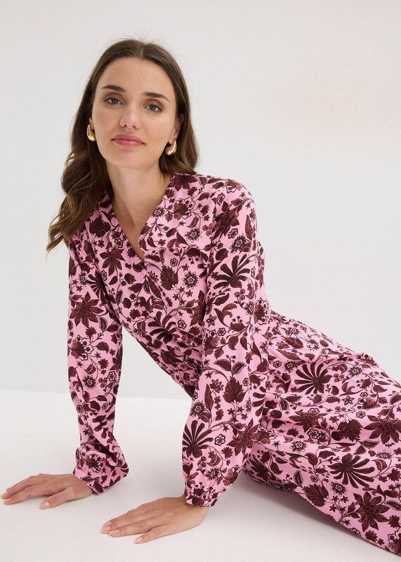 bonprix Midi šaty ze splývavé viskózy Růžová