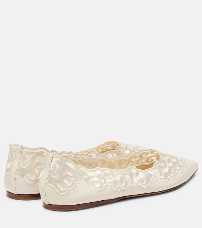 Gabriela Hearst Ziva embroidered leather ballet flats