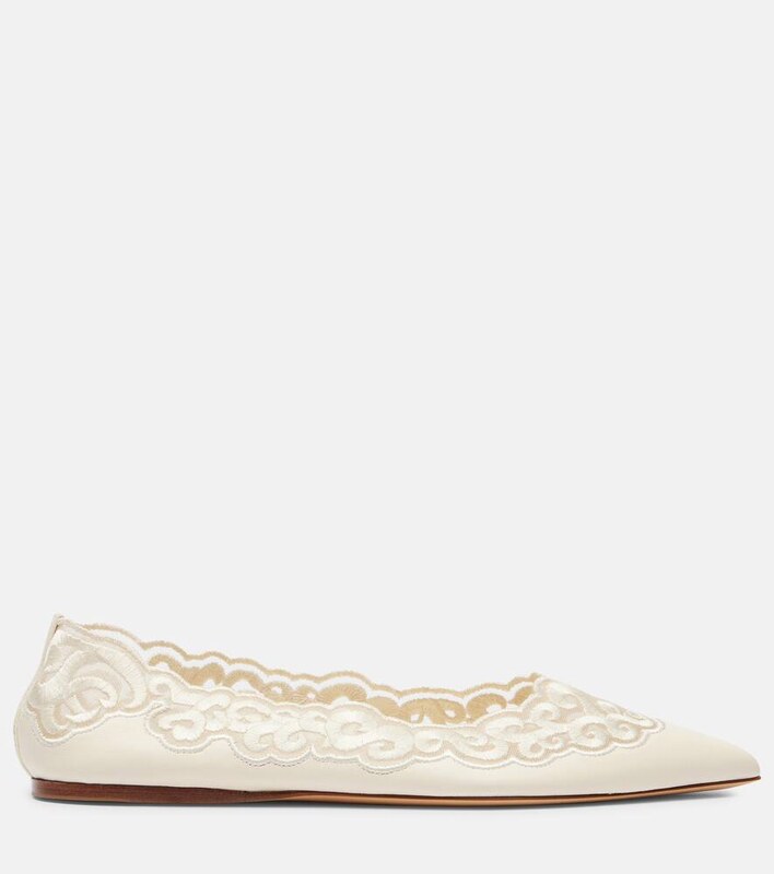 Gabriela Hearst Ziva embroidered leather ballet flats