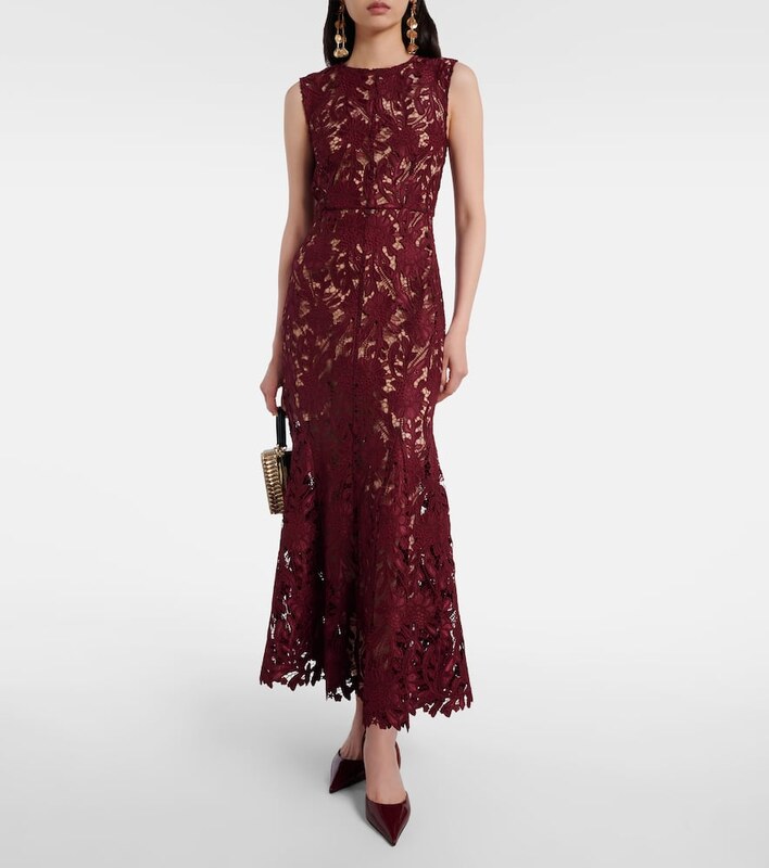 Self-Portrait Floral lace midi dress