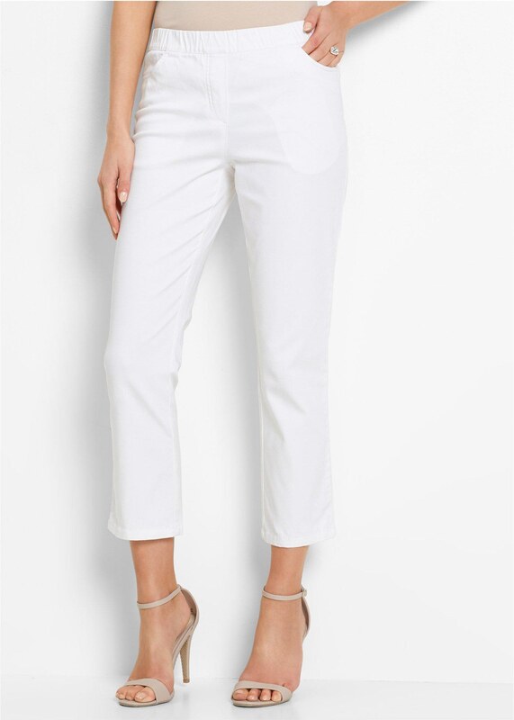bonprix 7/8 kalhoty bez zapínání, se strečem bílá Žena