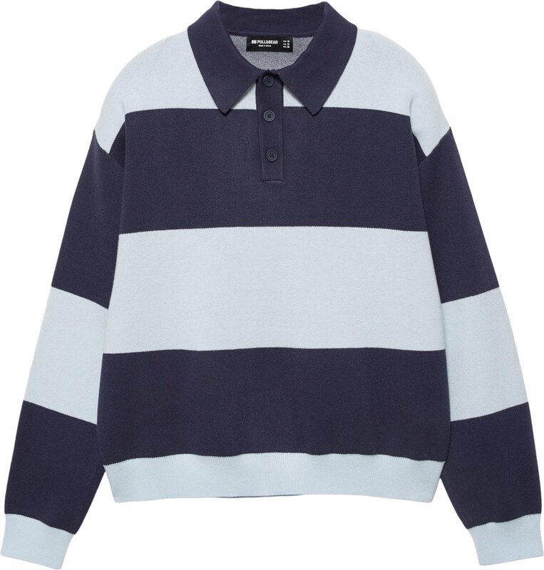 Pull&Bear Tričko námořnická modř / pastelová modrá