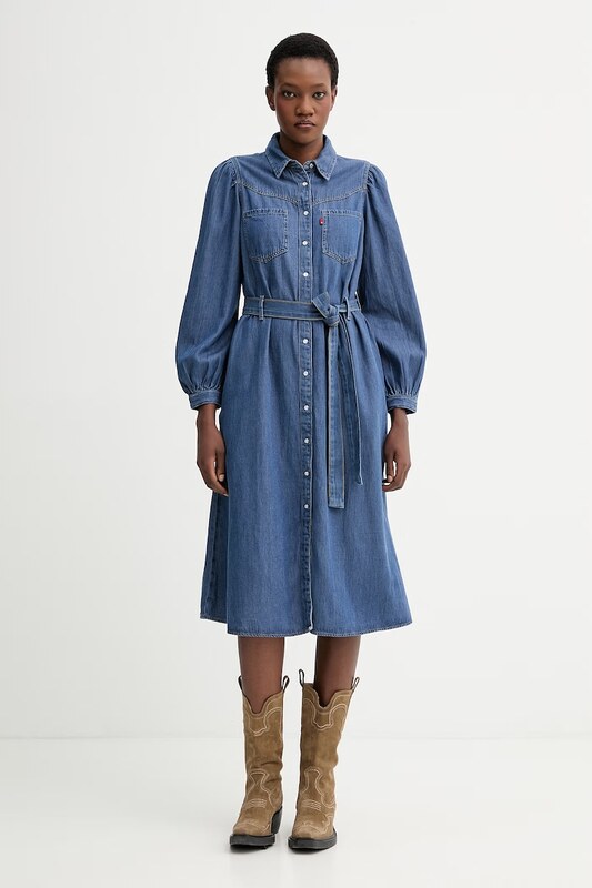 Džínové šaty Levi's JOURNEY LS MAXI