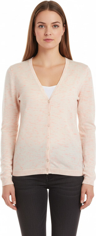 S.OLIVER Dámský Lehký Kardigan Béžový S Růžovým Melírem Propínací Vel. 38