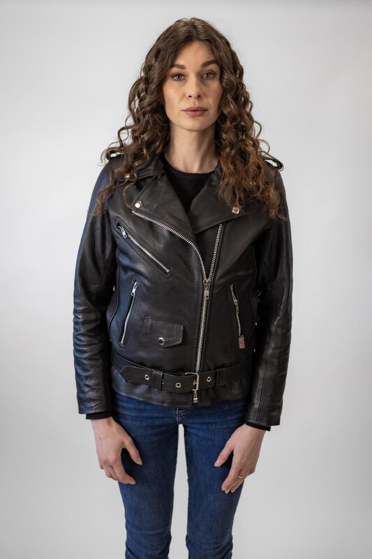 Dámská Kožená Bunda Křivák Classic Brixton Černá