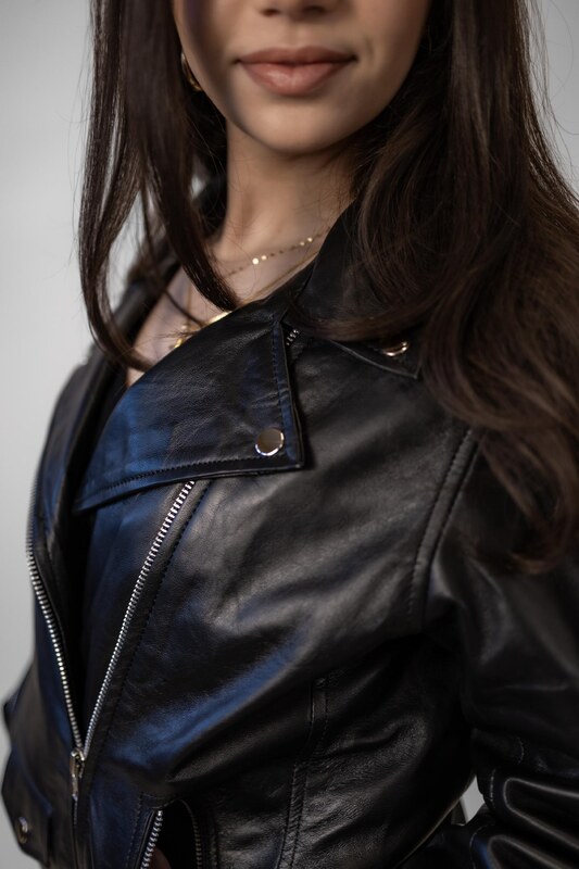 Dámská Kožená Bunda Křivák Classic Brixton Černá