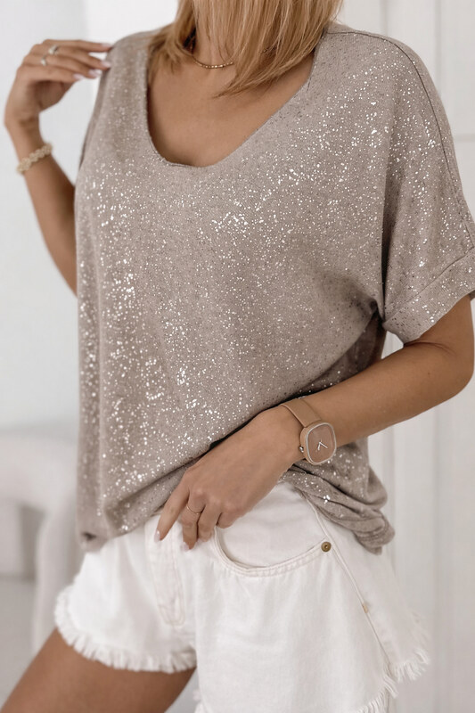 Fashionweek Dámská halenka s krátkým rukávem a lesklým efektem UB-ANTIGA