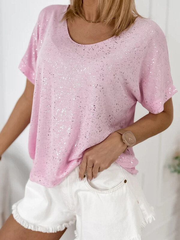 Fashionweek Dámská halenka s krátkým rukávem a lesklým efektem UB-ANTIGA