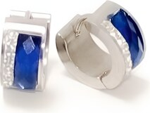 Ewena Náušnice ocelové se skleněným proužkem modrá