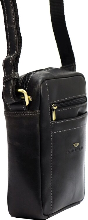 Pánská kožená taška přes rameno Peterson PTN TB-117-COM černá