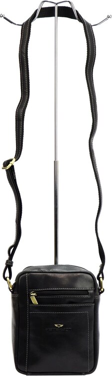 Pánská kožená taška přes rameno Peterson PTN TB-117-COM černá