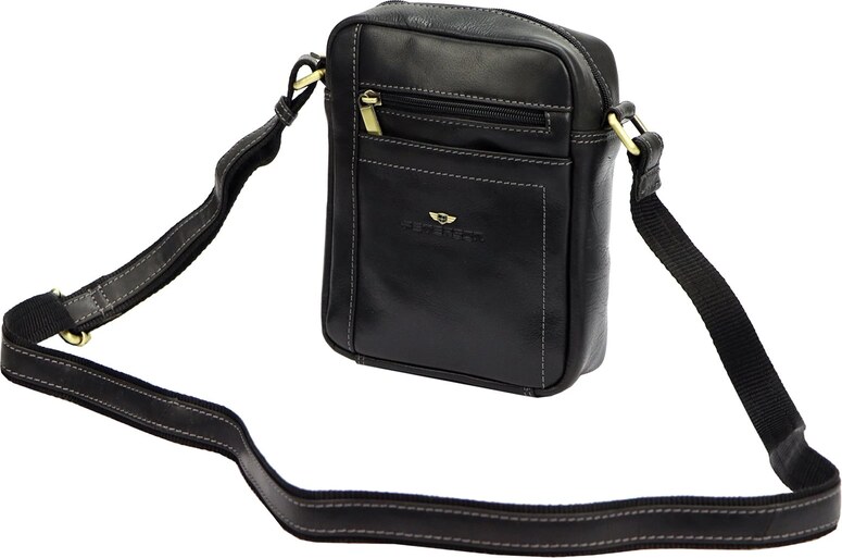 Pánská kožená taška přes rameno Peterson PTN TB-117-COM černá