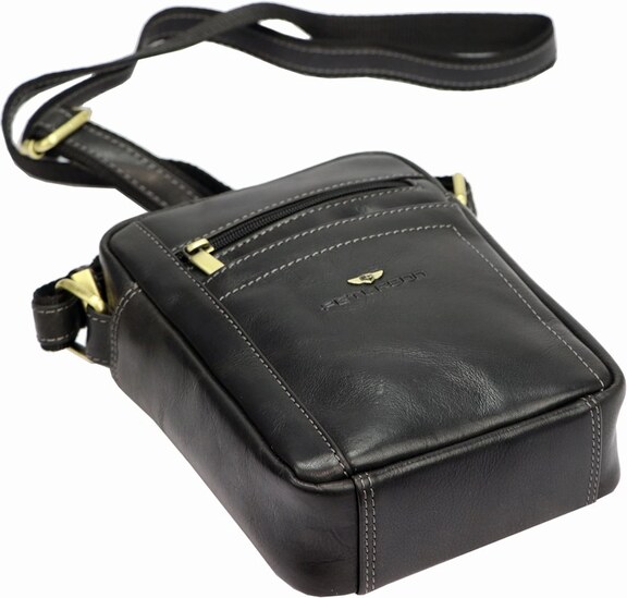 Pánská kožená taška přes rameno Peterson PTN TB-117-COM černá