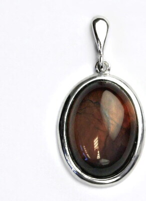Čištín s.r.o. Stříbrný přívěsek, přírodní červené tygří oko, přívěsek s tygřím okem, P 1492