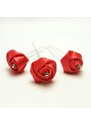 Červená růže s kamínkem, 20mm, vlásenka