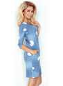 numoco Džínově modré šaty s kapsami a bílými kolečky model 4977996