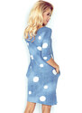 numoco Džínově modré šaty s kapsami a bílými kolečky model 4977996