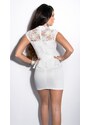 KouCla Peplum mini šaty s krajkou Bílé