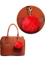 LS Fashion Přívěsek na kabelku červený - bambule červená