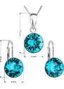 Evolution Group Sada šperků s krystaly Swarovski náušnice, řetízek a přívěsek modré kulaté 39140.3 Blue Zircon