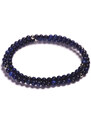 Lavaliere Pánský korálkový wrap náramek - modrý lapis lazuli bílé zlato L - 18 cm