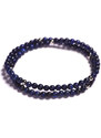 Lavaliere Pánský korálkový wrap náramek - modrý lapis lazuli bílé zlato L - 18 cm