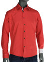 REPABLO ohnivě červená slim košile s výrazným prošíváním