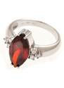 A-diamond.eu jewels Stříbrný prstýnek s červeným kamínkem 53