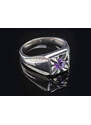 A-diamond.eu jewels Prsten pánský stříbrný s přírodním ametystem 779