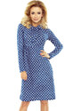 Modré puntíkové šaty dlouhý rukáv Numoco 158-1